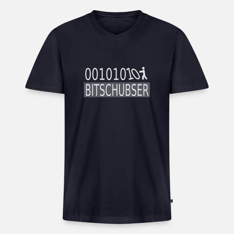 Bitschubser - Männer Premium Bio T-Shirt mit V-Ausschnitt - Navy