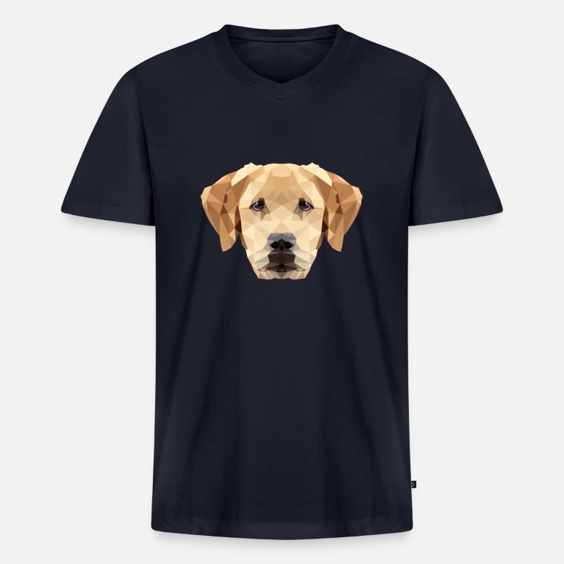 Hund Labrador Polygon - Männer Premium Bio T-Shirt mit V-Ausschnitt - Navy