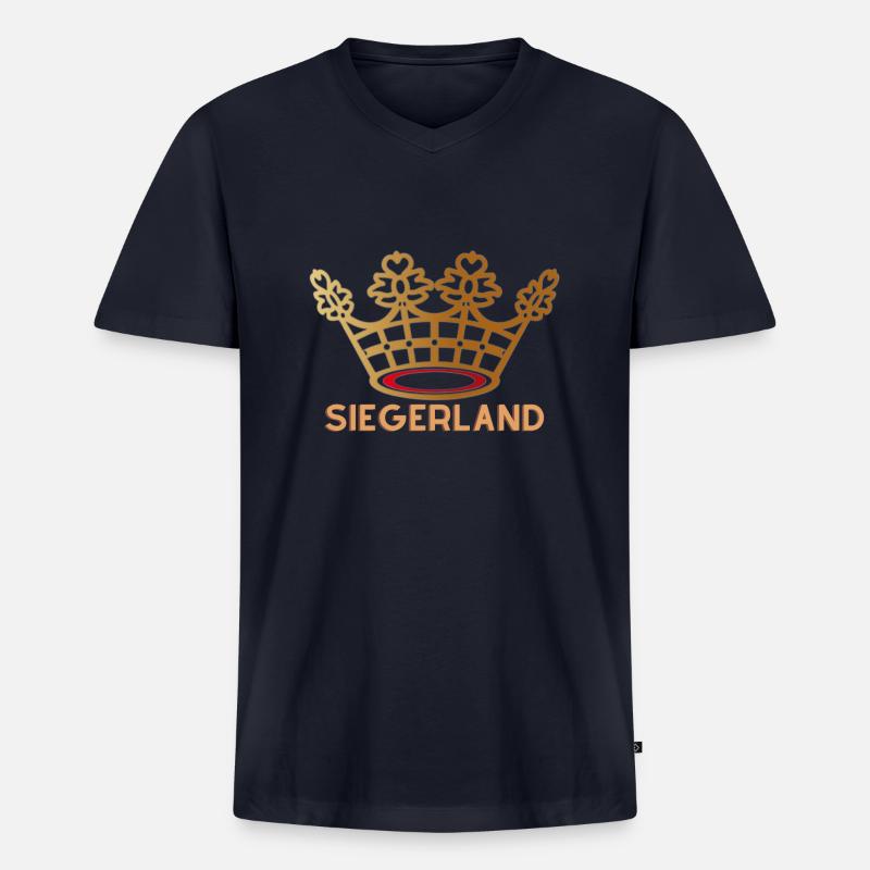 SIEGERLAND - Das Siegen-Design - Männer Premium Bio T-Shirt mit V-Ausschnitt - Navy