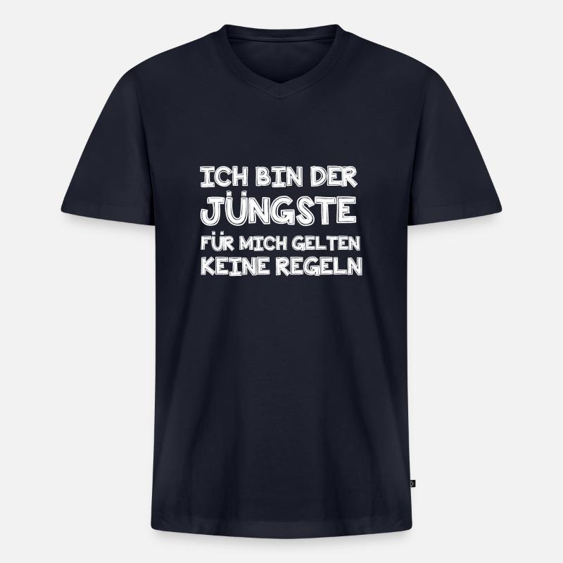 Ich bin der Jüngste - Männer Premium Bio T-Shirt mit V-Ausschnitt - Navy