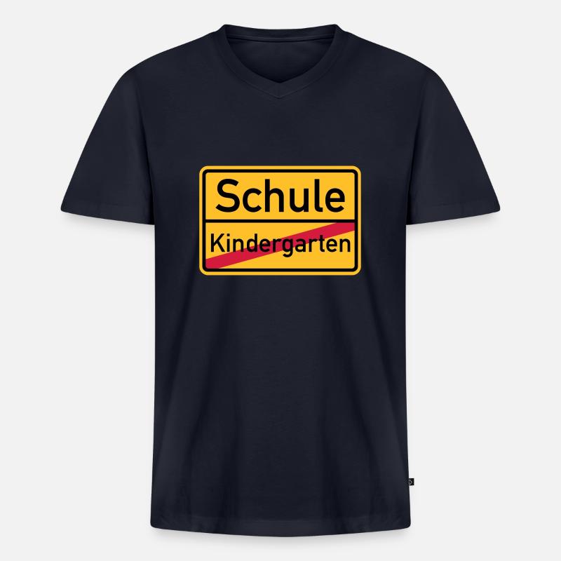 Schule - Männer Premium Bio T-Shirt mit V-Ausschnitt - Navy
