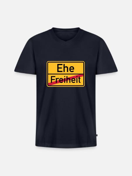 Ehe - Männer Premium Bio T-Shirt mit V-Ausschnitt - Navy