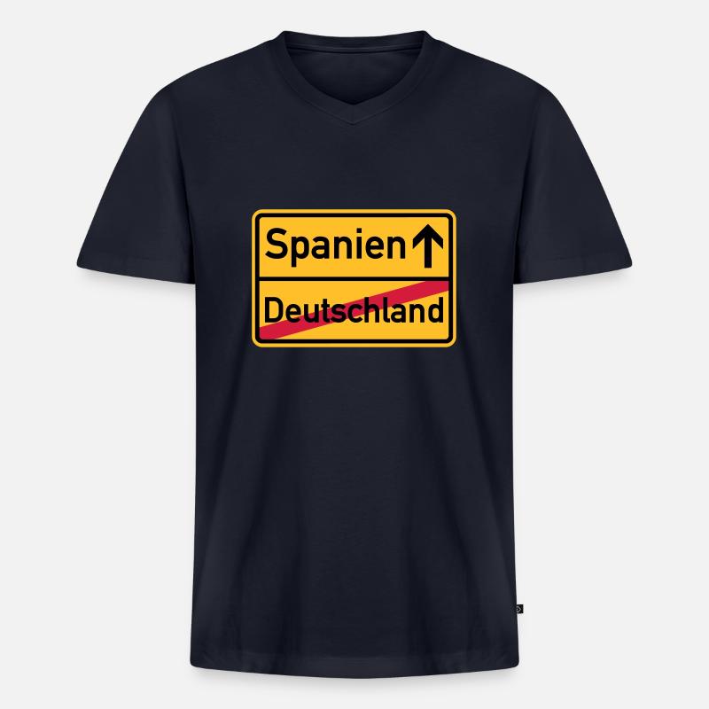 Spanien - Männer Premium Bio T-Shirt mit V-Ausschnitt - Navy