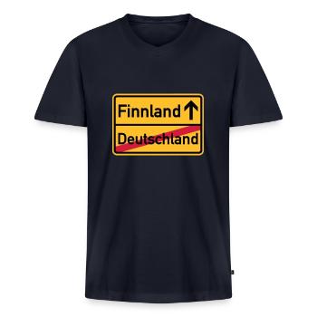 Finnland - Männer Premium Bio T-Shirt mit V-Ausschnitt - Navy - Vorne - Nico (187cm)