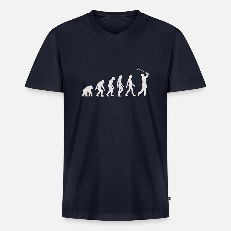 Die Evolution des Golfs - Männer Premium Bio T-Shirt mit V-Ausschnitt - Navy