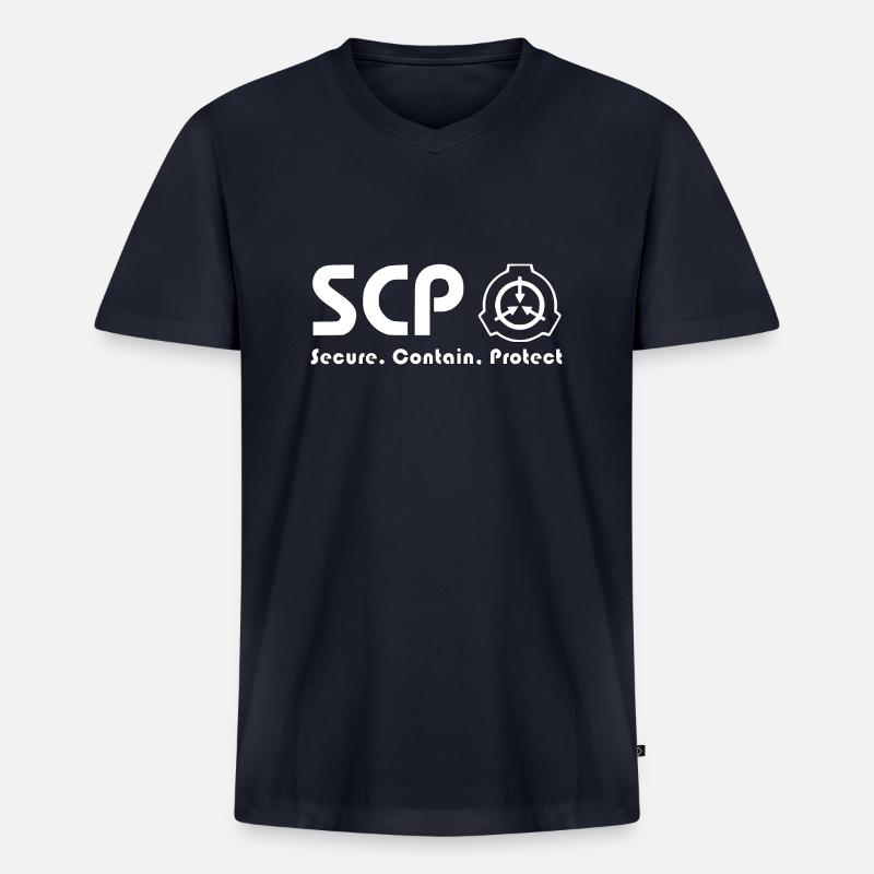 SCP Foundation, Secure. Protect. Contain - Männer Premium Bio T-Shirt mit V-Ausschnitt - Navy