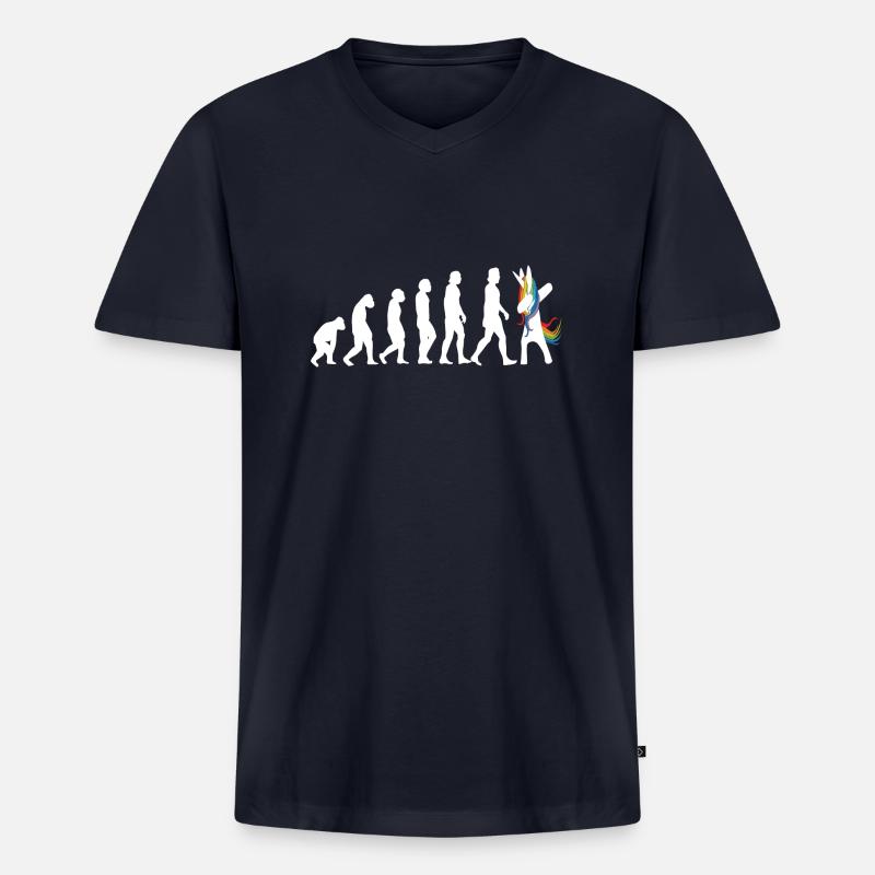 Evolution Einhorn das ist die Geschichte - Männer Premium Bio T-Shirt mit V-Ausschnitt - Navy