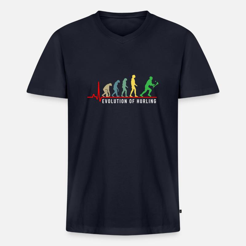 Die Evolution von Hurling - Männer Premium Bio T-Shirt mit V-Ausschnitt - Navy