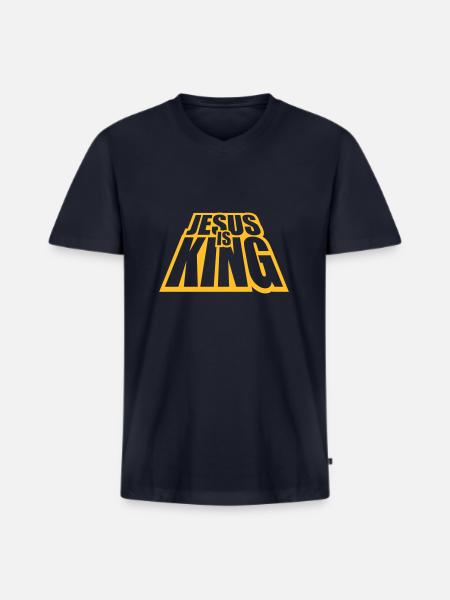 jesus is king quote - Men's Premium Organic T-shirt with V-neck - navy