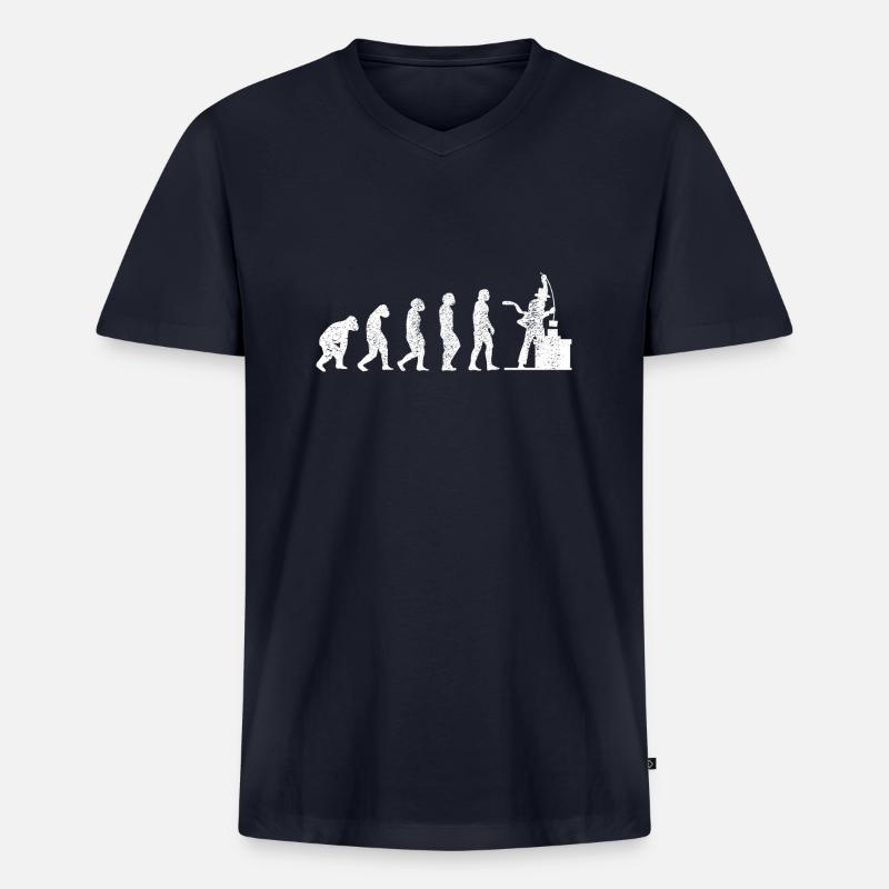 Schornsteinfeger Kaminkehrer Evolution Essenkehrer - Männer Premium Bio T-Shirt mit V-Ausschnitt - Navy