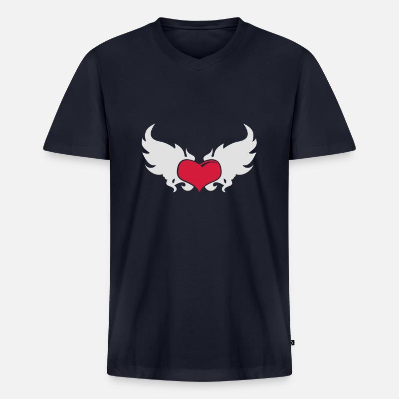 Ein loderndes Herz - Männer Premium Bio T-Shirt mit V-Ausschnitt - Navy