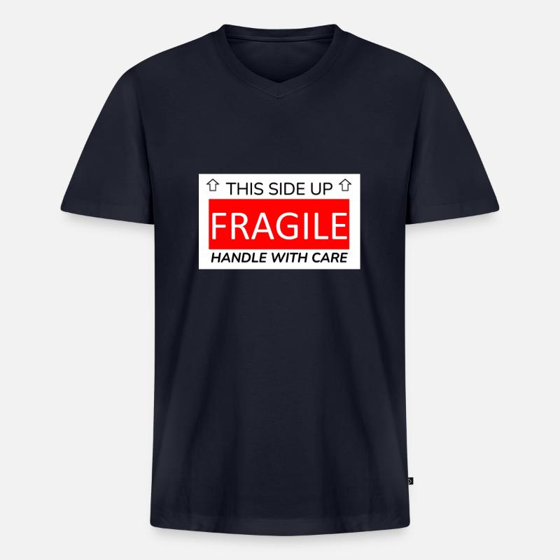zerbrechlich - Männer Premium Bio T-Shirt mit V-Ausschnitt - Navy