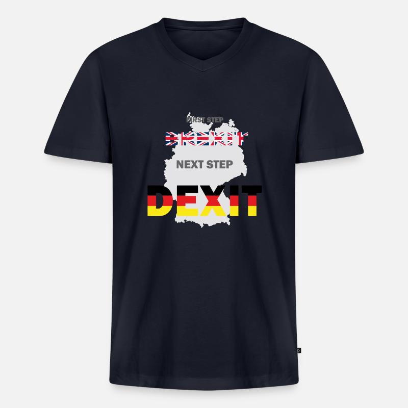 DEXIT - T-Shirt - Männer Premium Bio T-Shirt mit V-Ausschnitt - Navy