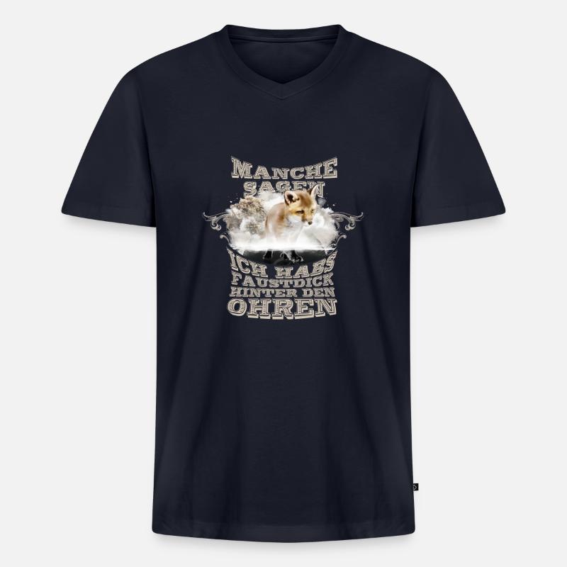 fuchs faustdick bengel - Männer Premium Bio T-Shirt mit V-Ausschnitt - Navy