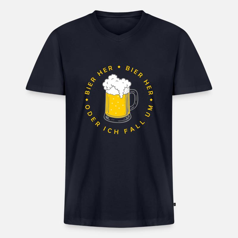 Bienen hier - Oder ich fall um! - Männer Premium Bio T-Shirt mit V-Ausschnitt - Navy