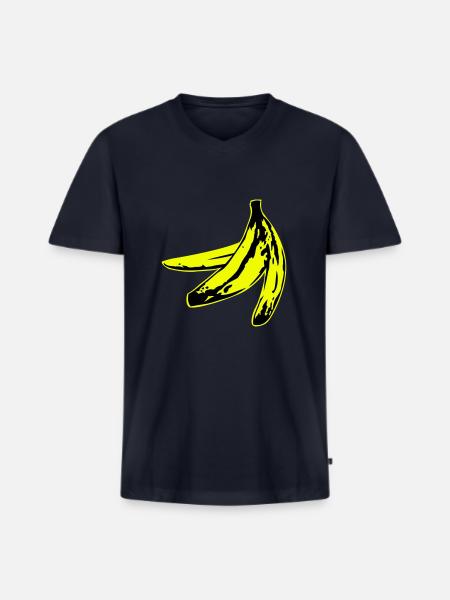 warholish banana peel - Ekologisk premium-T-shirt med V-ringning herr - marinblå