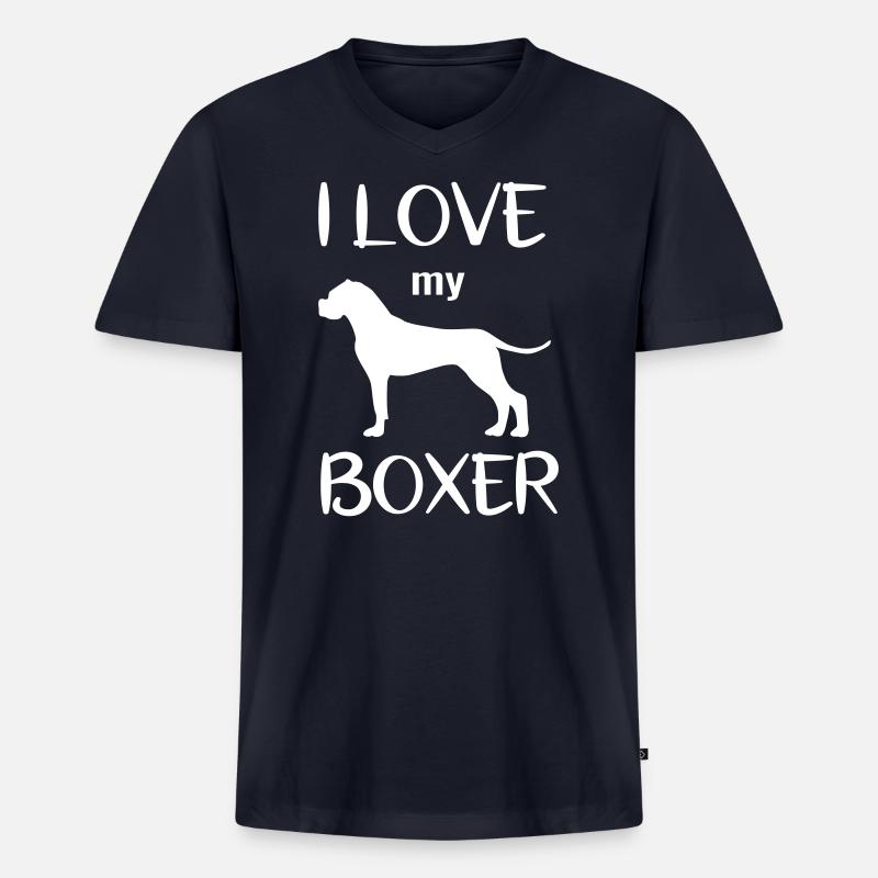 Deutscher Boxer Geschenkidee Hundeliebe Hunderasse - Männer Premium Bio T-Shirt mit V-Ausschnitt - Navy
