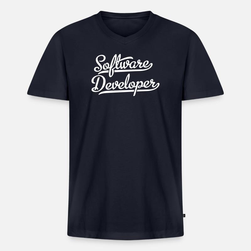Software Developer - Männer Premium Bio T-Shirt mit V-Ausschnitt - Navy
