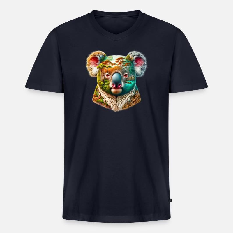 Koala - Männer Premium Bio T-Shirt mit V-Ausschnitt - Navy
