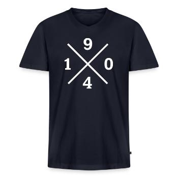 1904 Gelsenkirchen Ruhrpott Fußball für echte Fans - Männer Premium Bio T-Shirt mit V-Ausschnitt - Navy - Vorne - Nico (187cm)