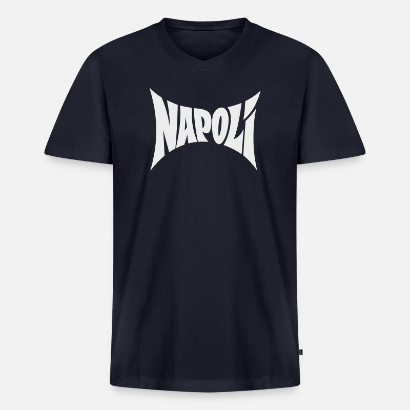 Napoli Typografie Design - Männer Premium Bio T-Shirt mit V-Ausschnitt - Navy