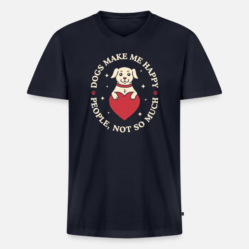 Hunde machen mich glücklich - Männer Premium Bio T-Shirt mit V-Ausschnitt - Navy
