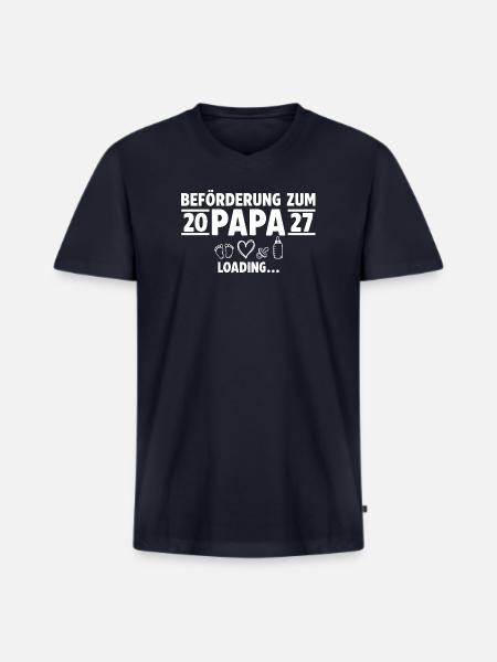 Beförderung zum Papa 2027 loading - Männer Premium Bio T-Shirt mit V-Ausschnitt - Navy