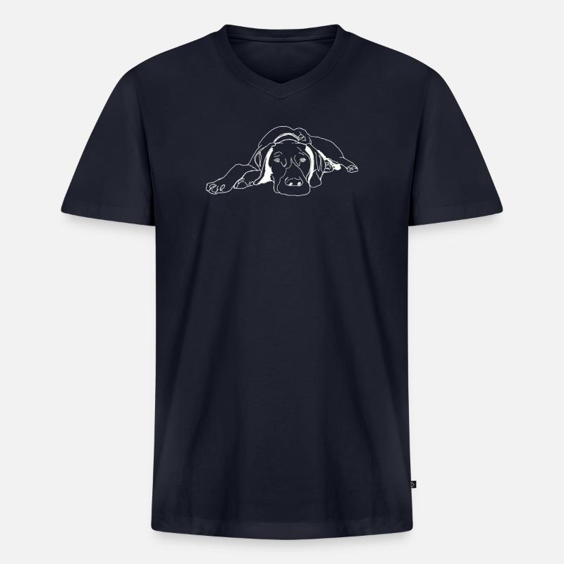 Pointer Deutsch Kurzhaar - Männer Premium Bio T-Shirt mit V-Ausschnitt - Navy