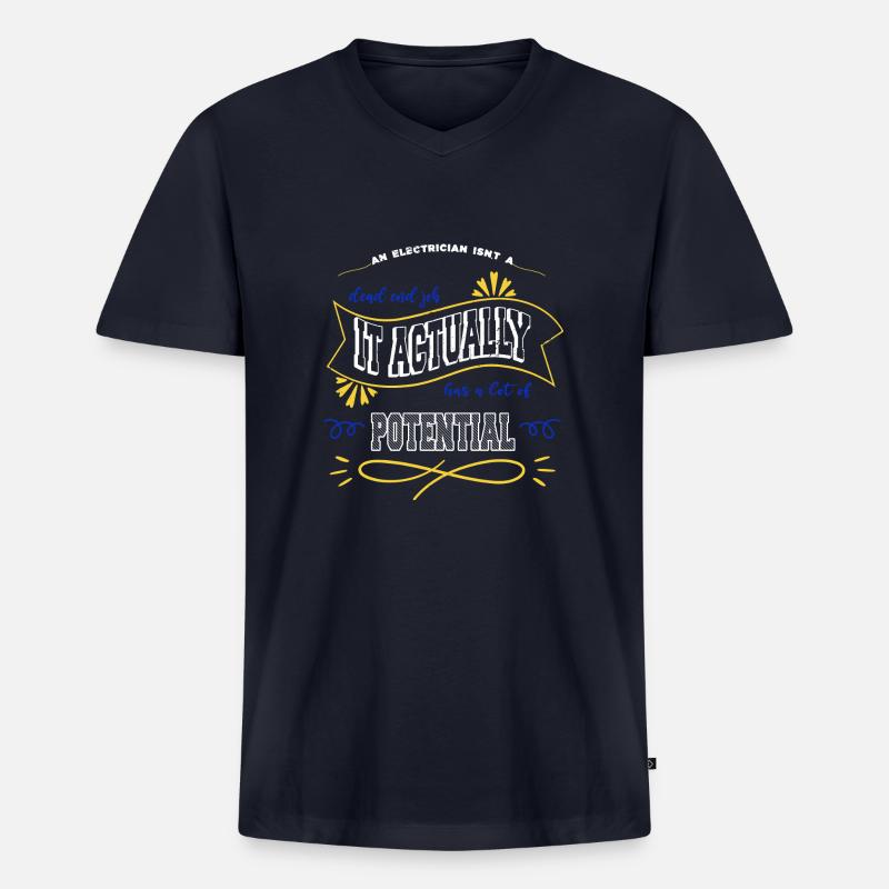 electrician apprentice engineer computer - Männer Premium Bio T-Shirt mit V-Ausschnitt - Navy
