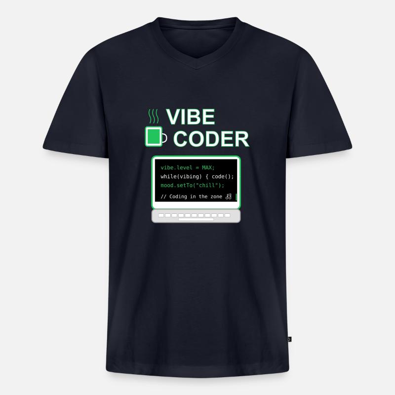 Vibe Coder - Männer Premium Bio T-Shirt mit V-Ausschnitt - Navy