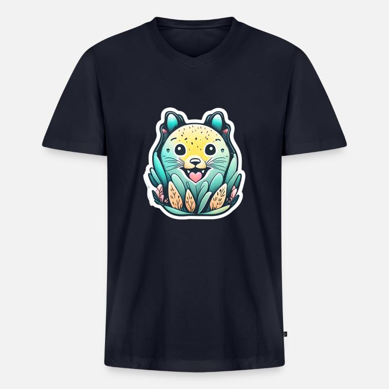Frühlingsrobbe - Männer Premium Bio T-Shirt mit V-Ausschnitt - Navy