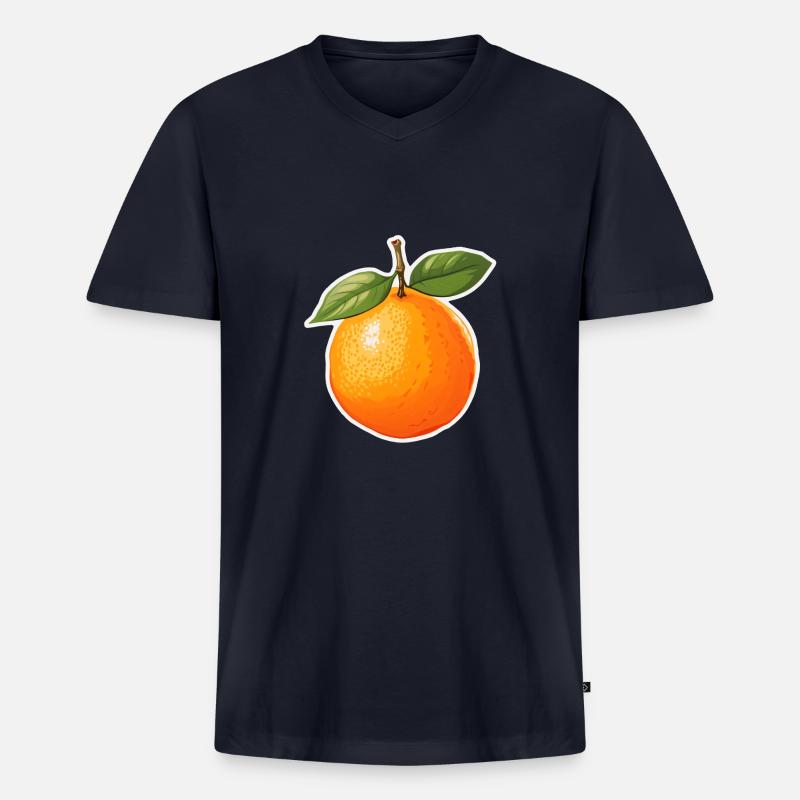 Orange oder Apfelsine - Männer Premium Bio T-Shirt mit V-Ausschnitt - Navy