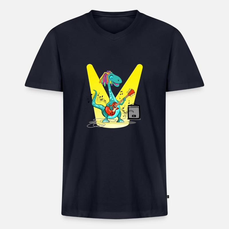 Dino Rasta Cool #2 - Männer Premium Bio T-Shirt mit V-Ausschnitt - Navy