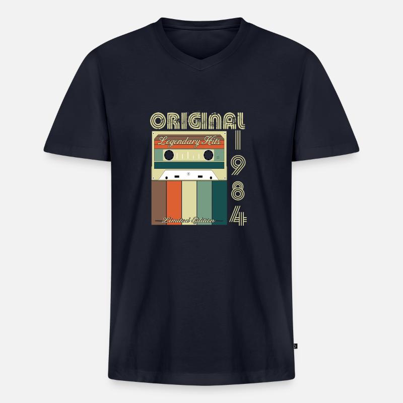 Legendäres Jubiläum 1984 - Männer Premium Bio T-Shirt mit V-Ausschnitt - Navy