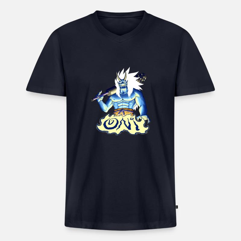 Blauer Oni - Männer Premium Bio T-Shirt mit V-Ausschnitt - Navy