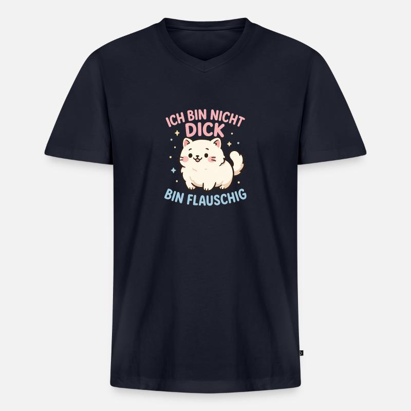 Bin nicht dick - Männer Premium Bio T-Shirt mit V-Ausschnitt - Navy