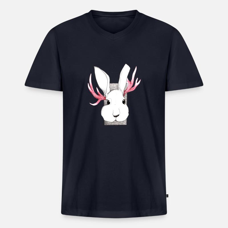 Sei freundlich oder Reh - Männer Premium Bio T-Shirt mit V-Ausschnitt - Navy