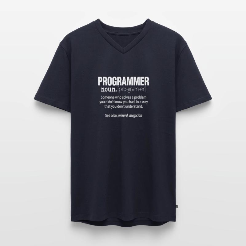 Programmer Noun Funny Software Engineer Coder Männer Premium Bio T-Shirt mit V-Ausschnitt