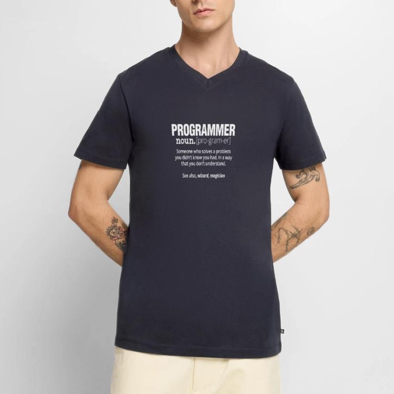 Programmer Noun Funny Software Engineer Coder Männer Premium Bio T-Shirt mit V-Ausschnitt