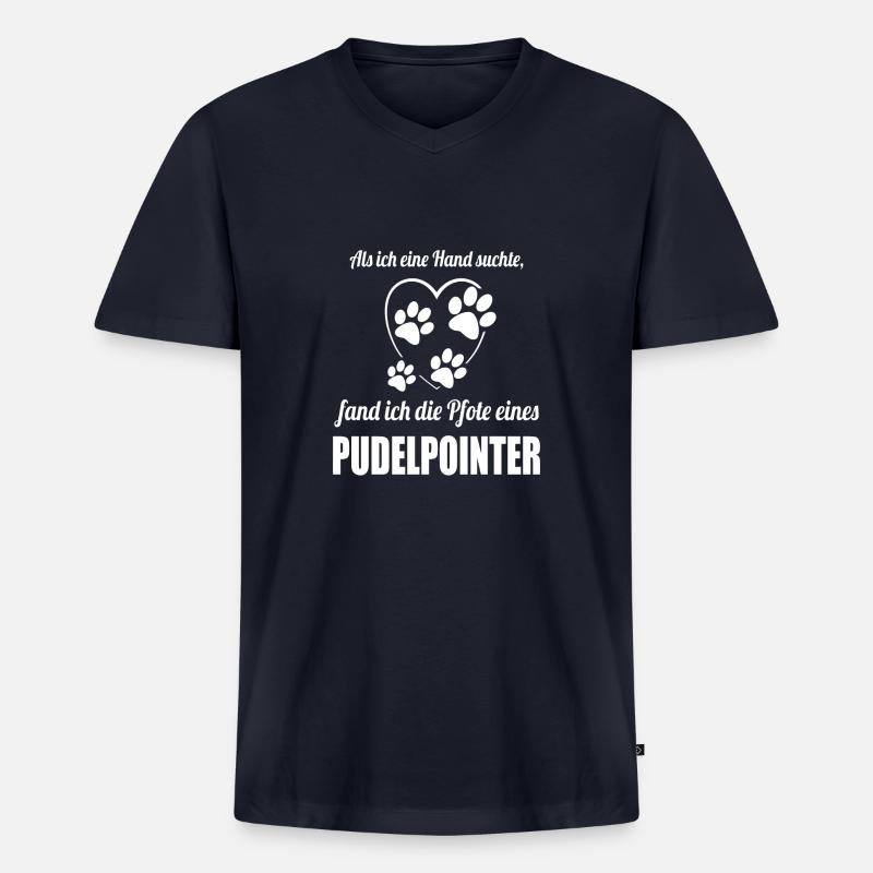 Hand & Pfote - Spruch - Pudelpointer - Männer Premium Bio T-Shirt mit V-Ausschnitt - Navy