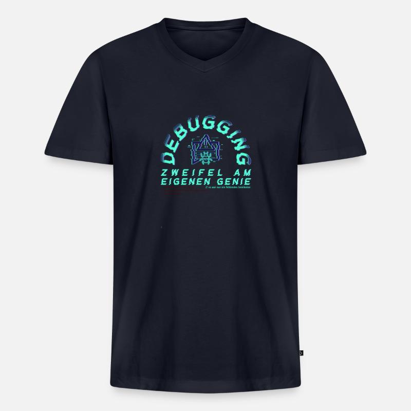 Debugging; Zweifel am eigenen Genie - Männer Premium Bio T-Shirt mit V-Ausschnitt - Navy