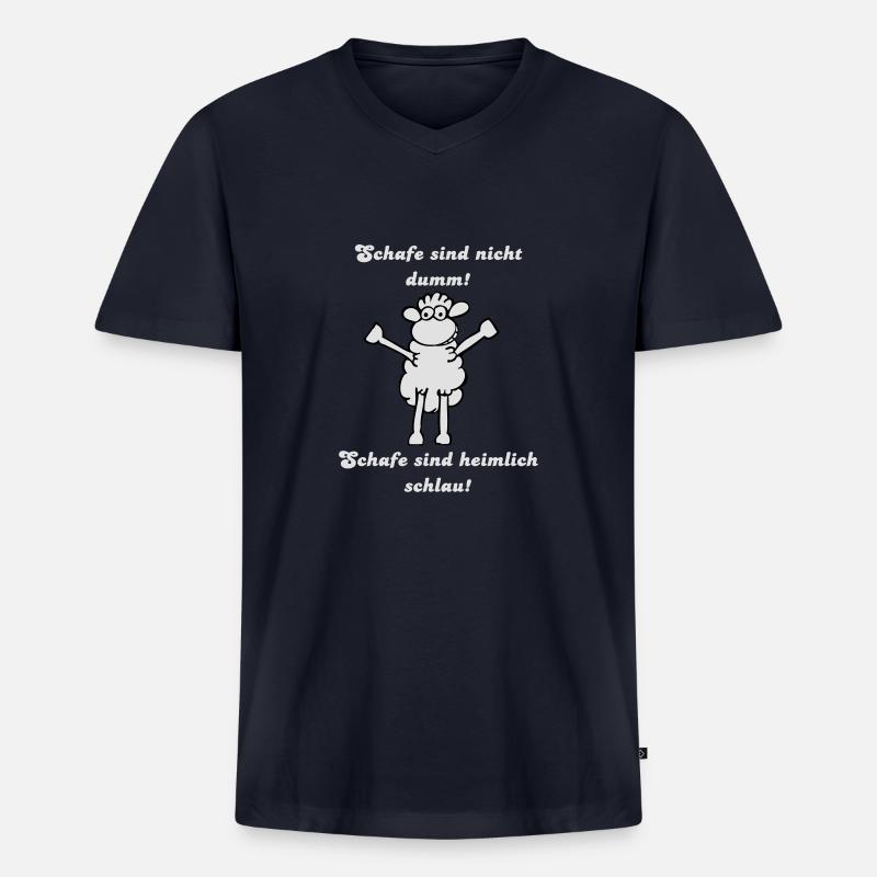 schafe_sind_nicht_dumm - Männer Premium Bio T-Shirt mit V-Ausschnitt - Navy