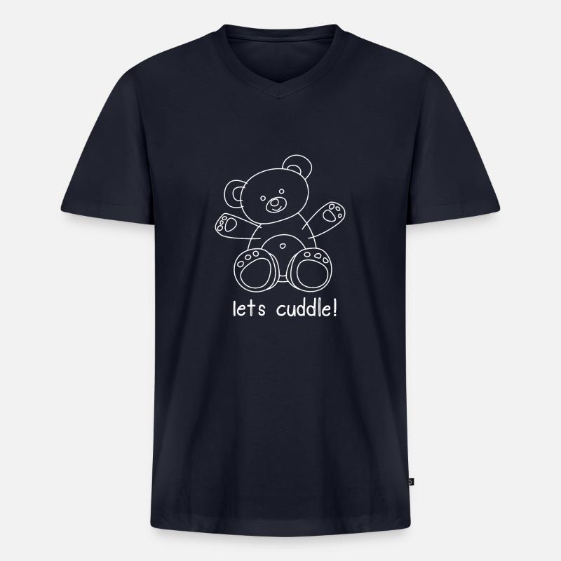 CUDDLE ME! - Männer Premium Bio T-Shirt mit V-Ausschnitt - Navy