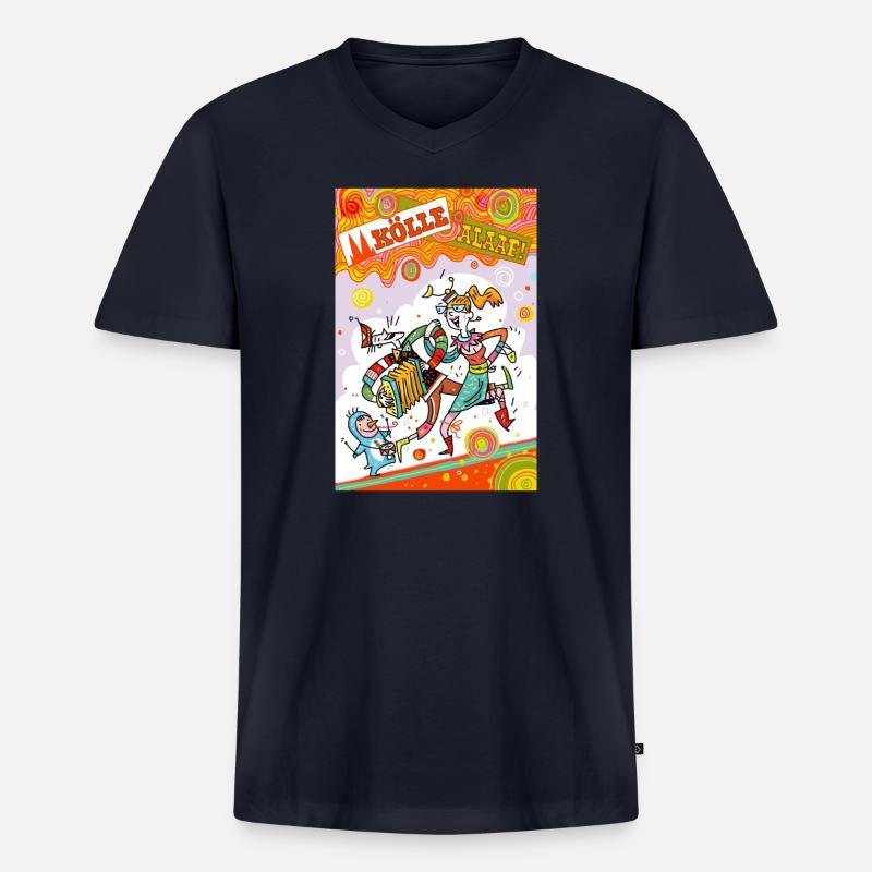 Kölner Karneval Farbenfest Alaaf - Männer Premium Bio T-Shirt mit V-Ausschnitt - Navy
