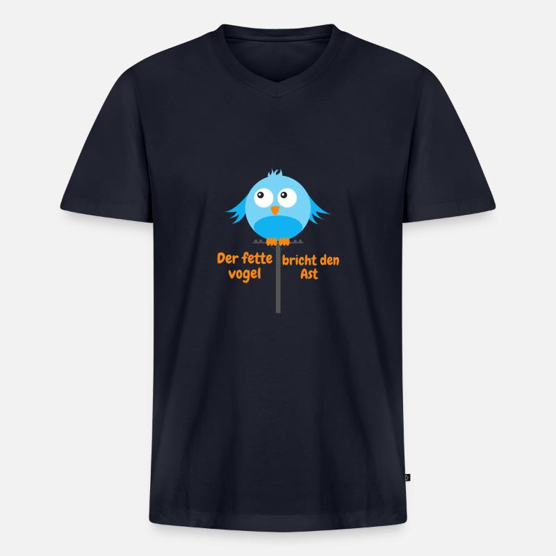 Dicker Vogel breiter Vogel Geschenkidee - Männer Premium Bio T-Shirt mit V-Ausschnitt - Navy