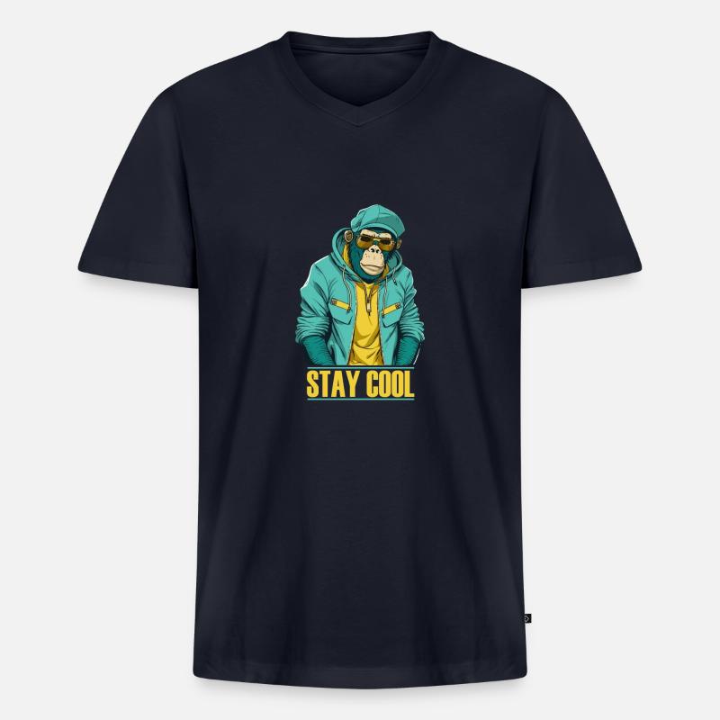 Cooler Affe Stay Cool - Männer Premium Bio T-Shirt mit V-Ausschnitt - Navy
