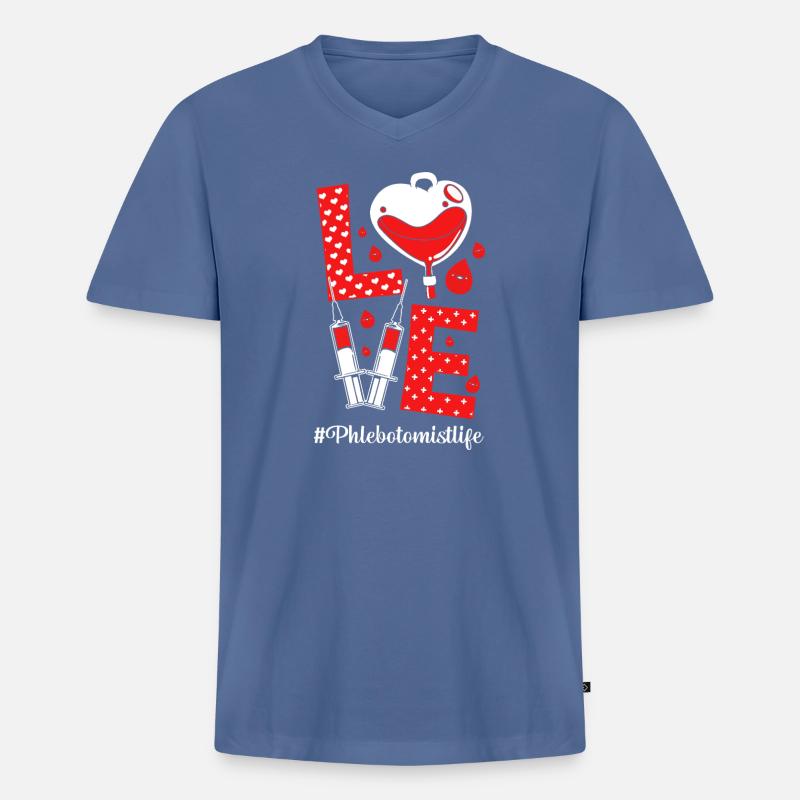 Blutspende Blut Blutspender - Männer Premium Bio T-Shirt mit V-Ausschnitt - Taubenblau