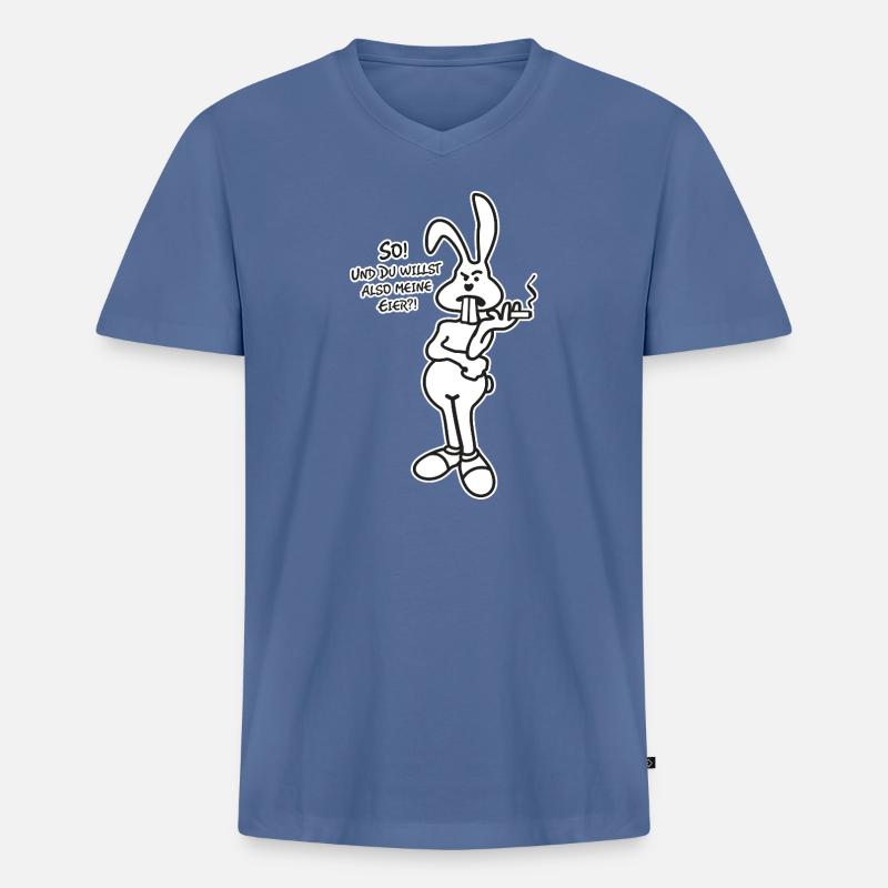 Osterhase Spruch - Männer Premium Bio T-Shirt mit V-Ausschnitt - Taubenblau