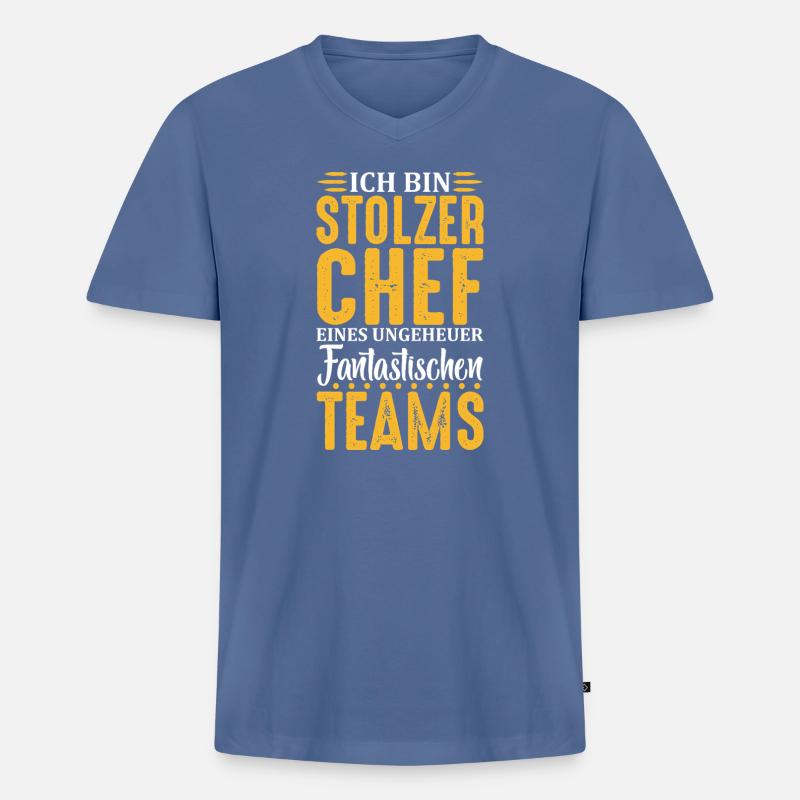 Stolzer Chef Chef Mann Abteilungsleiter Teamchef - Männer Premium Bio T-Shirt mit V-Ausschnitt - Taubenblau