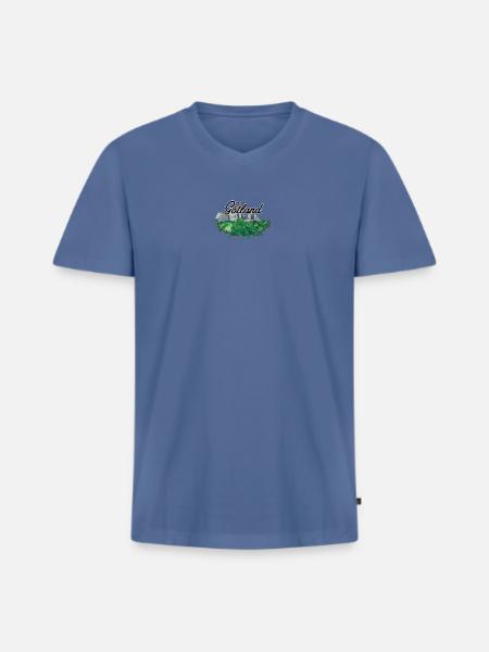 Das ist Gotland - Der Ringwall - Männer Premium Bio T-Shirt mit V-Ausschnitt - Taubenblau